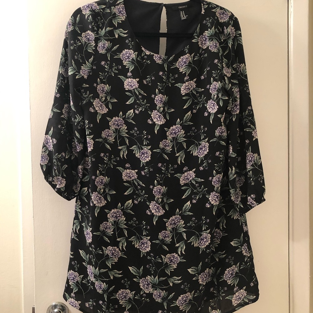 Forever 21 floral long sleeve midi dress